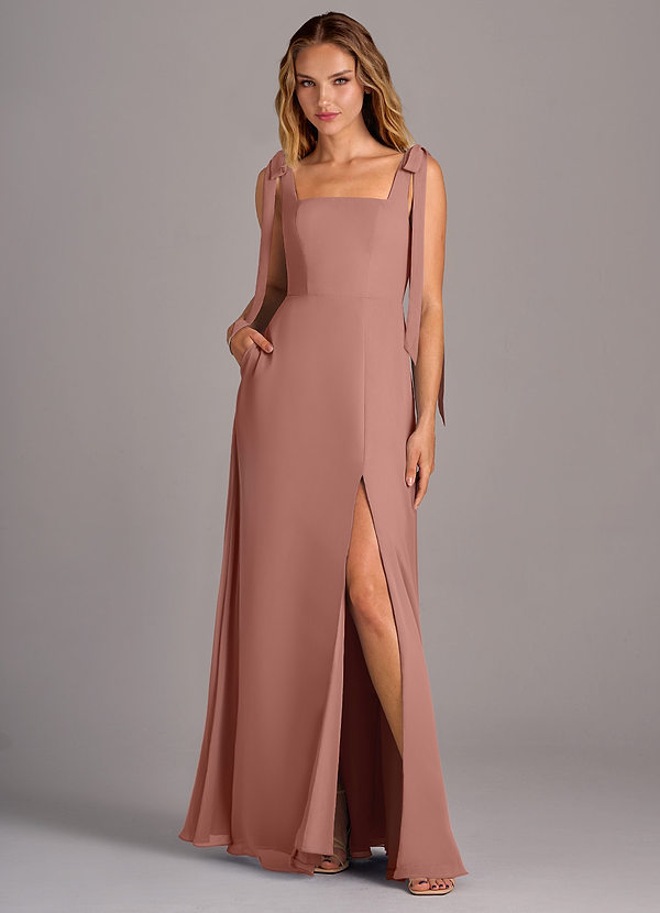 Azazie Debra Bridesmaid Dresses Cedar Rose A-Line with Pockets Chiffon Convertible Dress image1