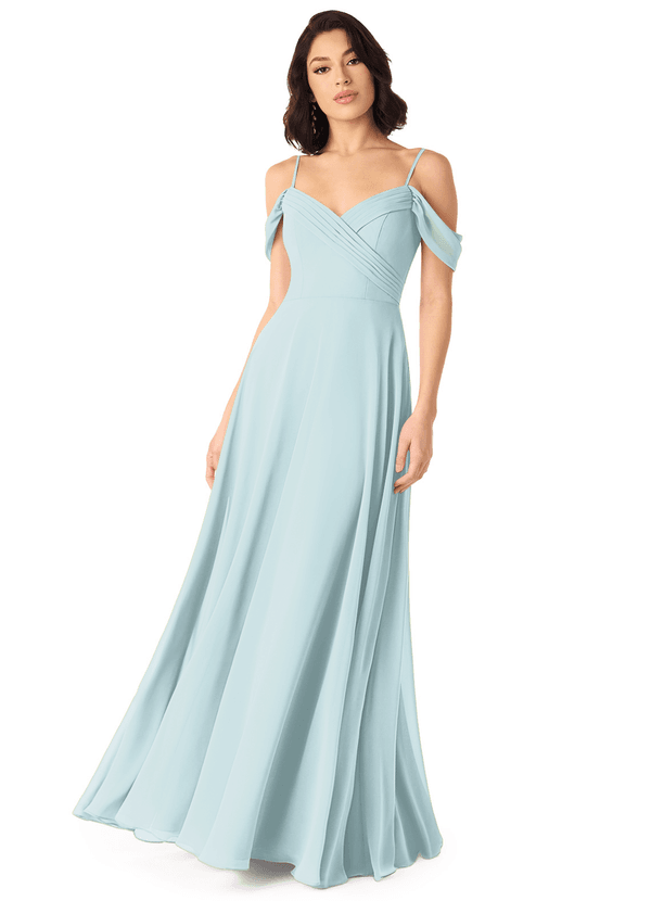 Azazie Tancie Bridesmaid Dresses Mist A-Line Off the Shoulder Chiffon Convertible Dress image1