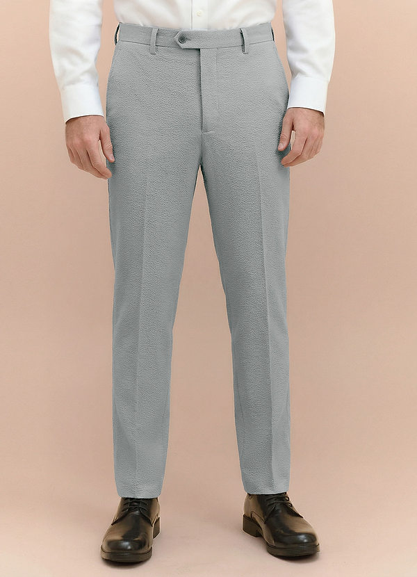 Miles Light Grey Seersucker Dress Pants | Classic Regular Dress