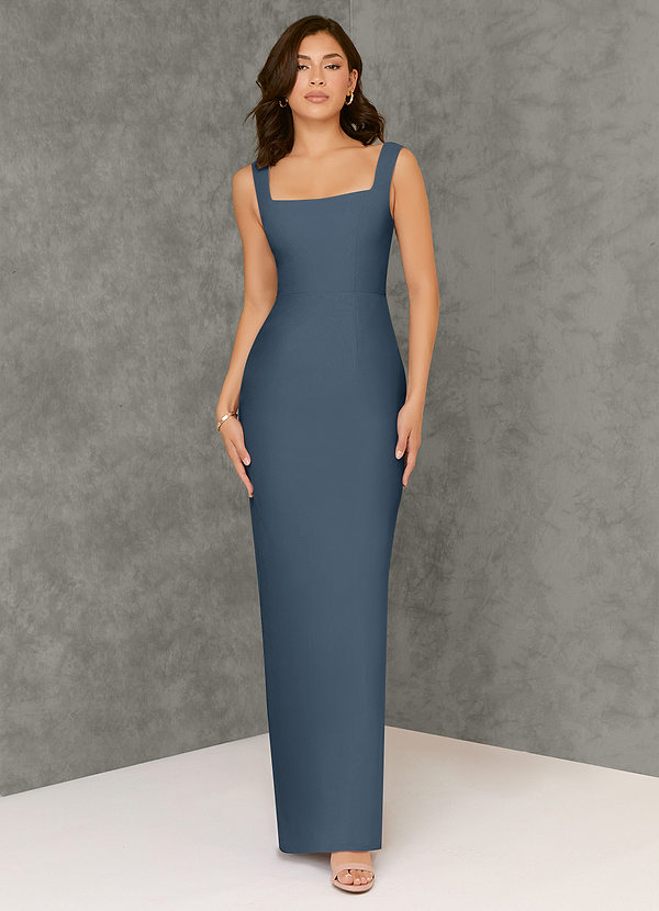 Azazie Flori Bridesmaid Dresses Neptune Sheath Square Neckline Chiffon Dress image1