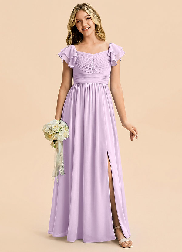 Azazie Anaya Junior Jurk van Chiffon met A-Lijn Sweetheart-halslijn Frosted Lila image1