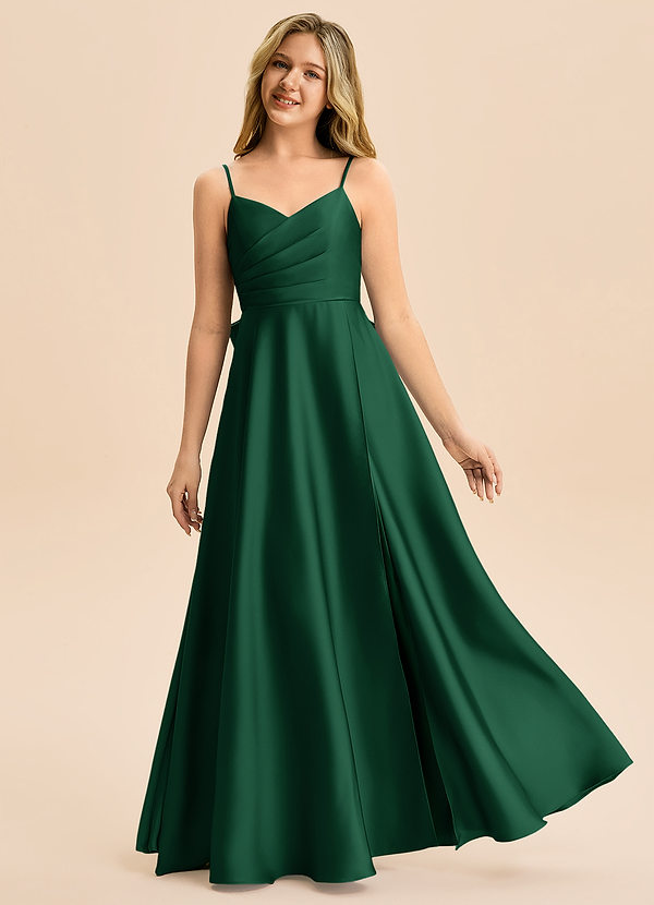 Azazie Rumi Junior Klä av A-Line i Stretch Satin Plisserad image1