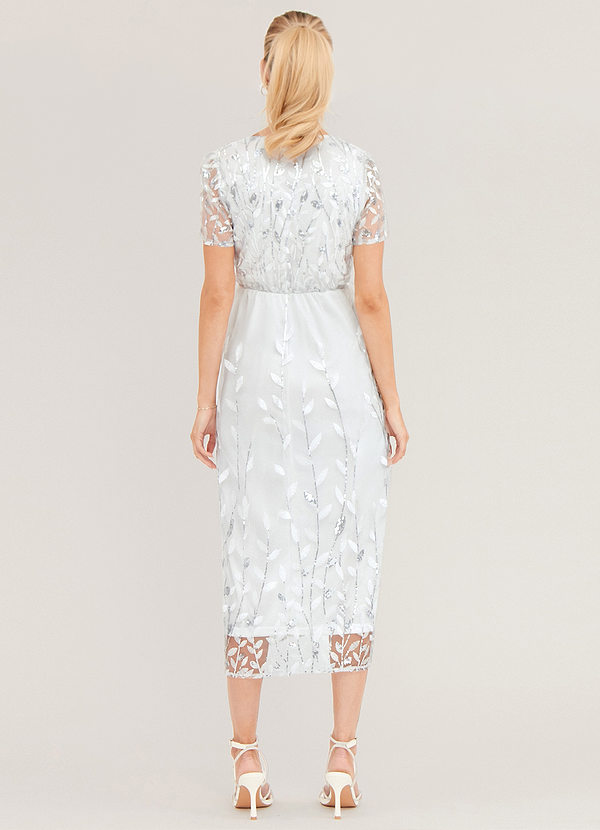 back Light Up Beauty White Floral Sequin Short Sleeve Maxi Dress