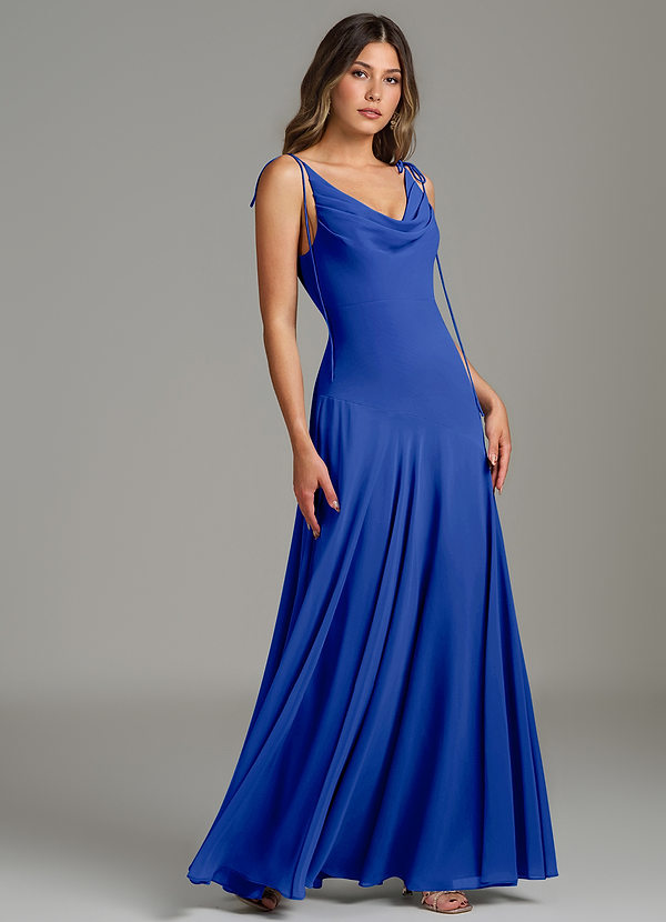 Azazie Dawn Bridesmaid Dresses Royal Blue Mermaid Pleated Chiffon Dress image1