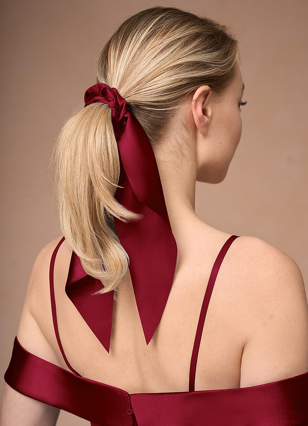 front Matching Color Matte Satin Hair Scarf Scrunchie