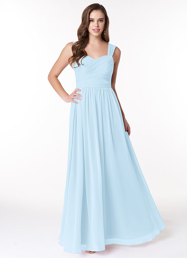 Azazie Zapheira Brudtärneklänningar Klänning av A-Linje i Chiffong Ruched Himmelsblå image1