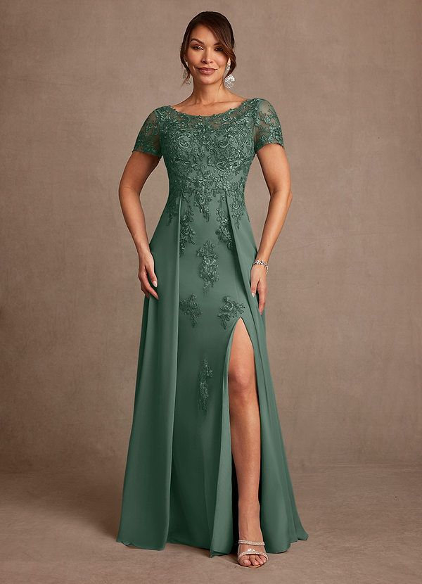 Azazie Alva Vestidos de Madre de la Novia Vestido de Eucalipto de Encaje de Corte en A image1
