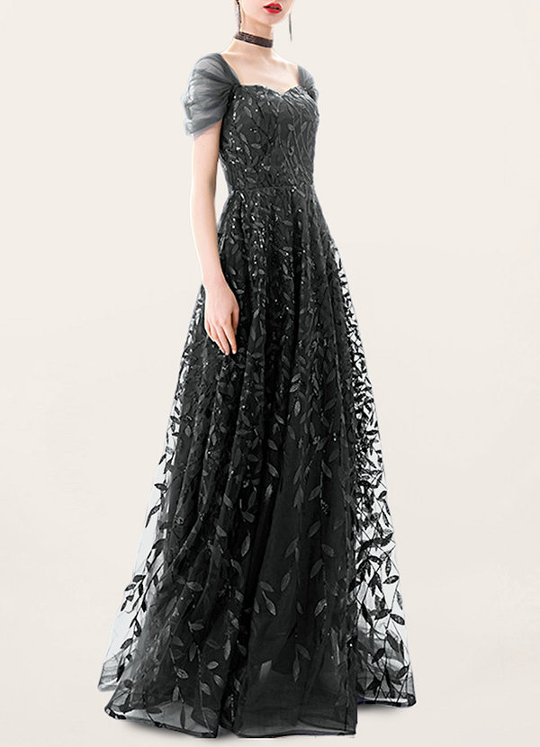 front Sparkly Darling Black Sequin Maxi Dress