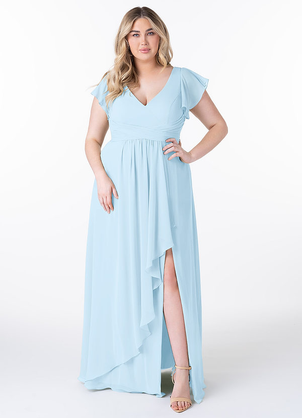 Azazie Omari Bridesmaid Dresses Sky Blue Flowy Chiffon Dress image1