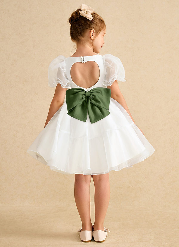 Azazie Debbie Vestidos de Niña de Flores Vestido de Marfil Oliva de Organza de Princesa con Escote de Corazón image1