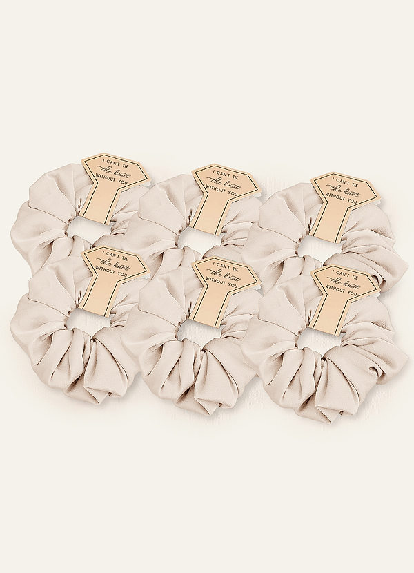 front Vastaavanvärinen Kuusiosainen Bridesmaid Stretch Satin Over Size Scrunchie-Setti