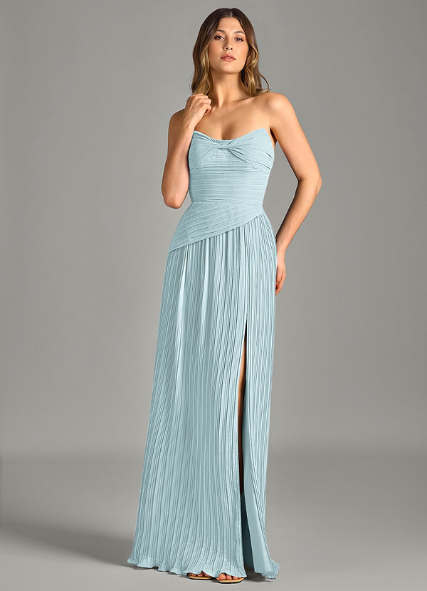 Azazie Becka Bridesmaid Dresses Mist A-Line Strapless Chiffon Dress image1