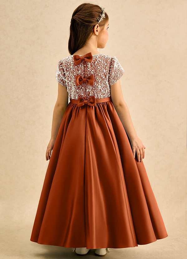 Azazie Cashew Klänningar för brudeflicka Klä Balklänning i Matt satäng med ärmar image1