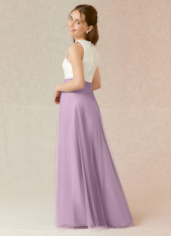 Azazie Albertine A-Line Lace Tulle Floor-Length Junior Bridesmaid Dress image2