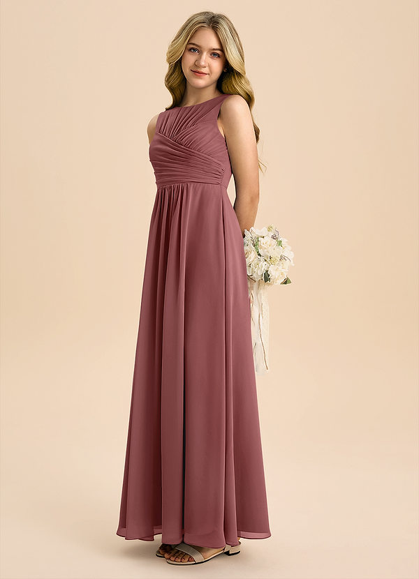 Azazie Skyla Junior Amethyst A-Line Pleated Chiffon Dress image1