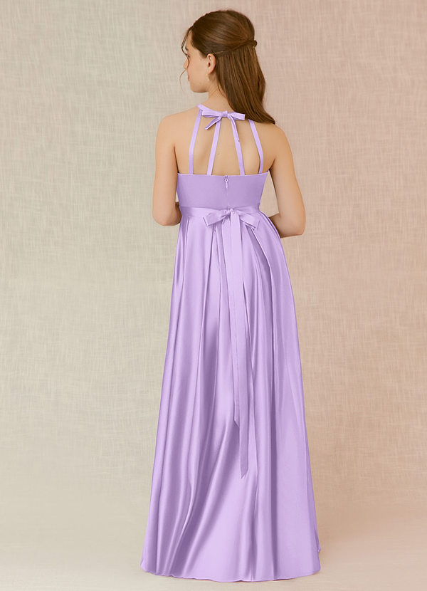 Azazie Arianthe Junior Lilac A-Line with Pockets Stretch Satin Dress image1