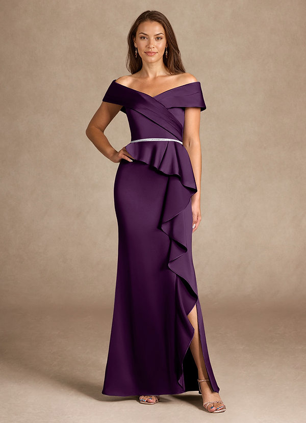 Azazie Dareia Vestidos de Madre de la Novia Vestido de Uva de Satén Elástico de Sirena con Vestidos sin tirantes image1