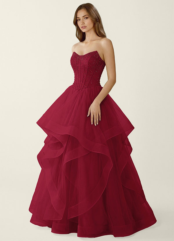 Cressida Burgundy Two-piece Corset Lace Up Back A-line Prom Dress image1