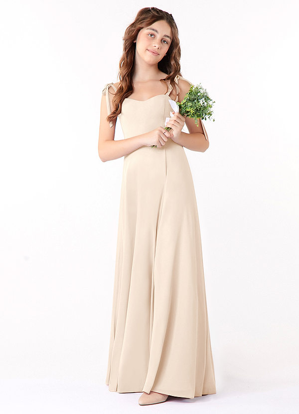 Azazie Rosey Junior White Alabaster A-Line Sweetheart Neckline Chiffon Dress image1