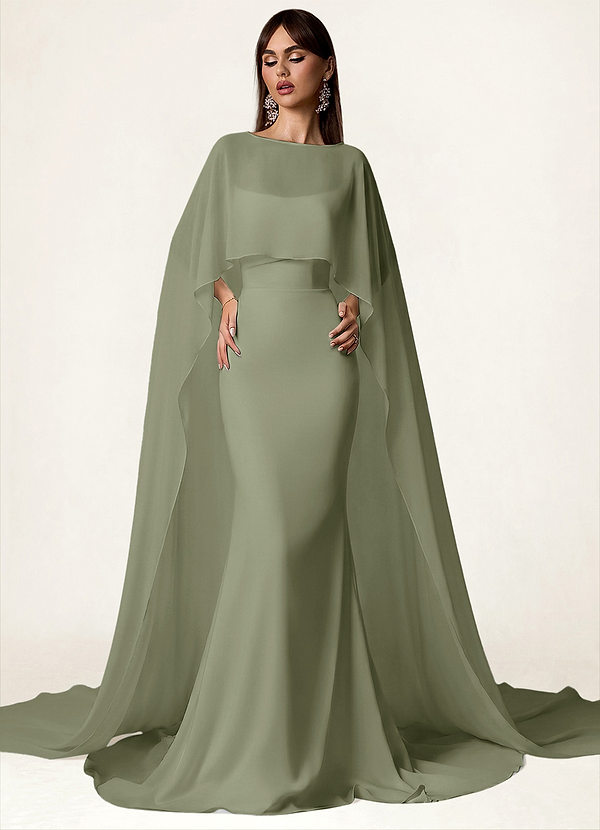 front Azazie Chiffon-Umhang in passender Farbe