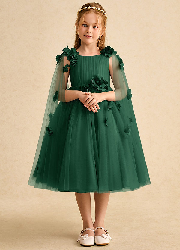 Azazie Staria Blumenkinder Kleider Ballkleid Gestreift Tüll Kleid Dunkelgrün image1