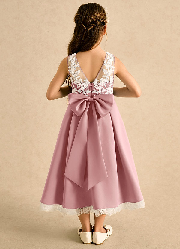 Azazie Amari Vestidos de arras Vestido Rosa Polvorienta de Satin Mate de Corte en A con Encaje image1
