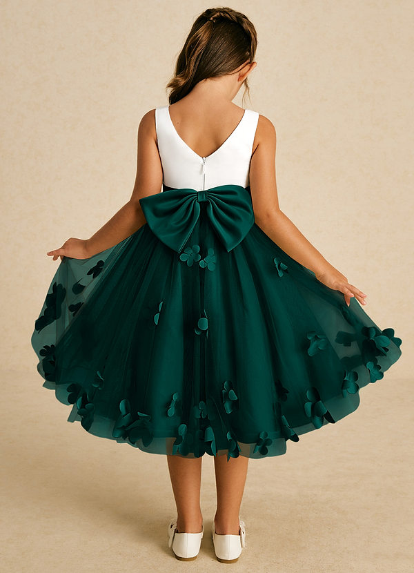 Azazie Sprout Vestidos de Niña de Flores Vestido de Pino de Tul de Corte En A con Lazo image1