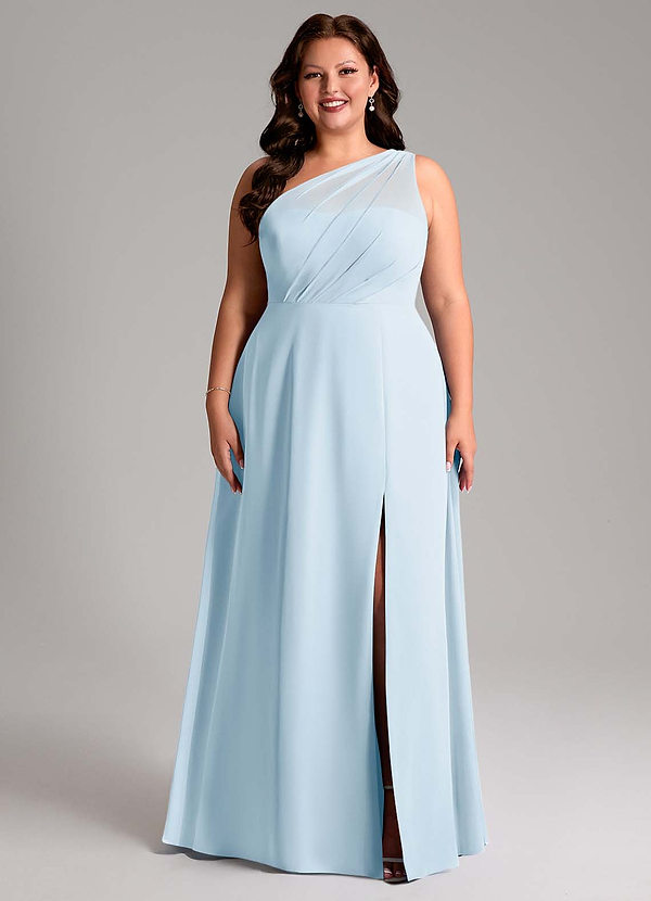 Azazie Phaedra Bridesmaid Dresses Sky Blue A-Line One Shoulder Chiffon Dress image1