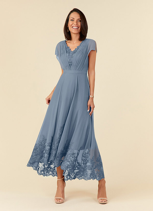 Azazie Palana Brautmutterkleider A-Linie Spitze Chiffon Kleid Zwielichtviolett image1