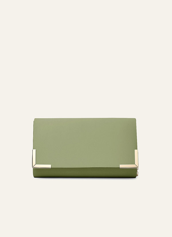 front Matching Color Matte Satin Envelope Clutch Bag