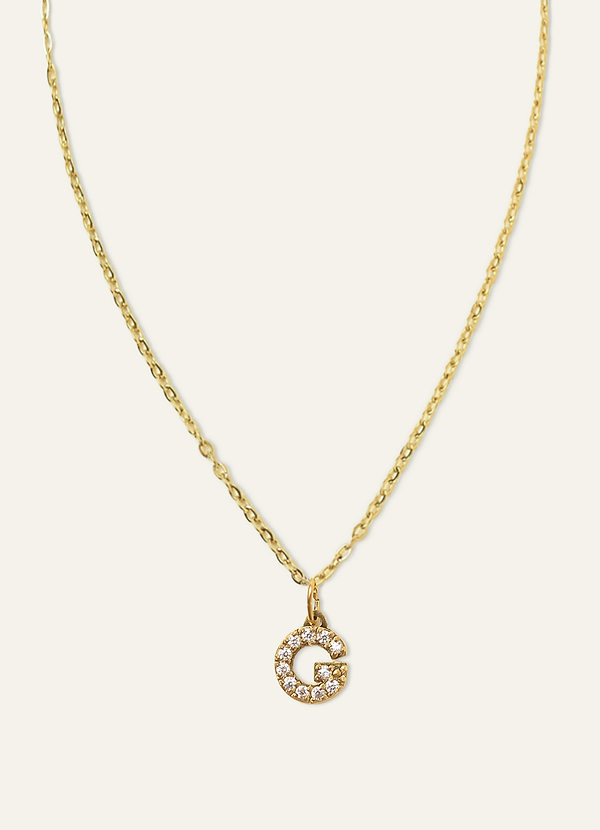 front Collana con ciondolo a forma di lettera placcata in oro 14K