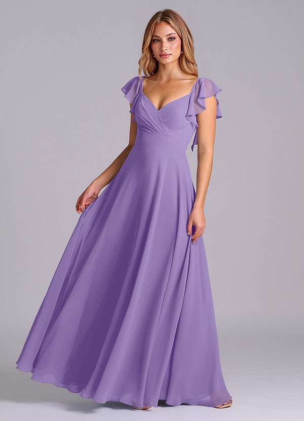 Azazie Leilani Bridesmaid Dresses Tahiti A-Line Pleated Chiffon Dress image1