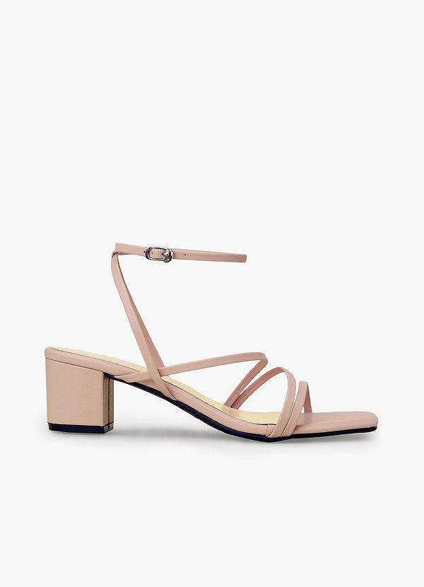 front Strips Ankle Wrap Medium Heel Sandals