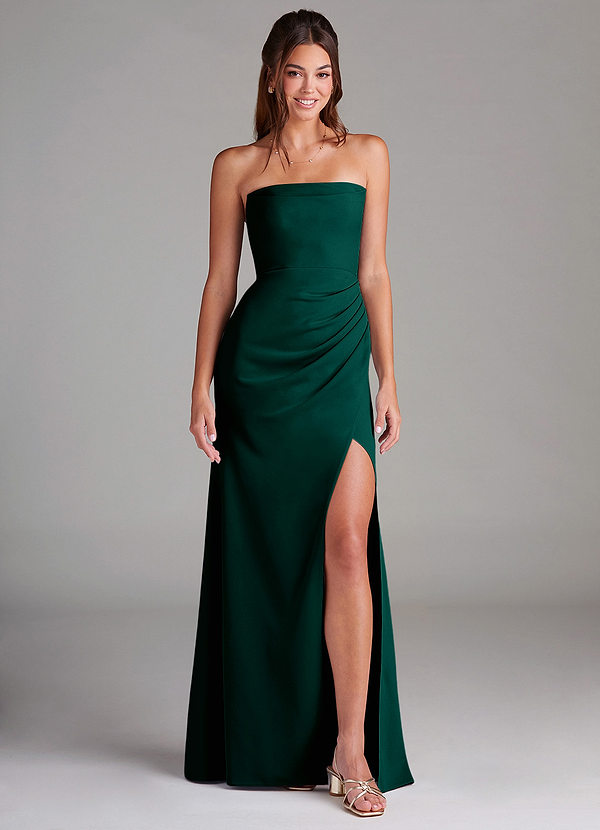Azazie Leonis Bridesmaid Dresses Pine Sheath Strapless Stretch Crepe Convertible Dress image1