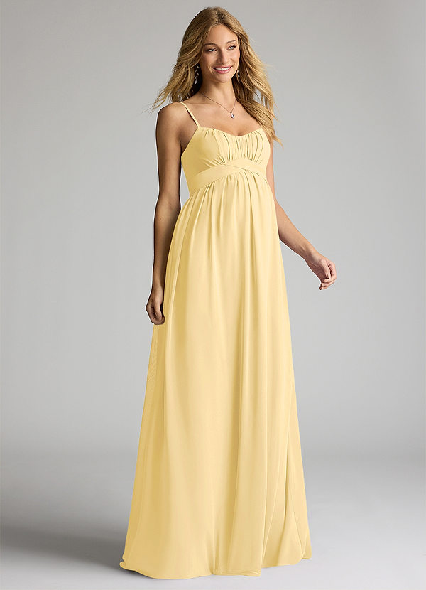 Azazie Llana Brautjungfernkleider für Schwangere A-Linie Chiffon Bodenlänge Kleid image1