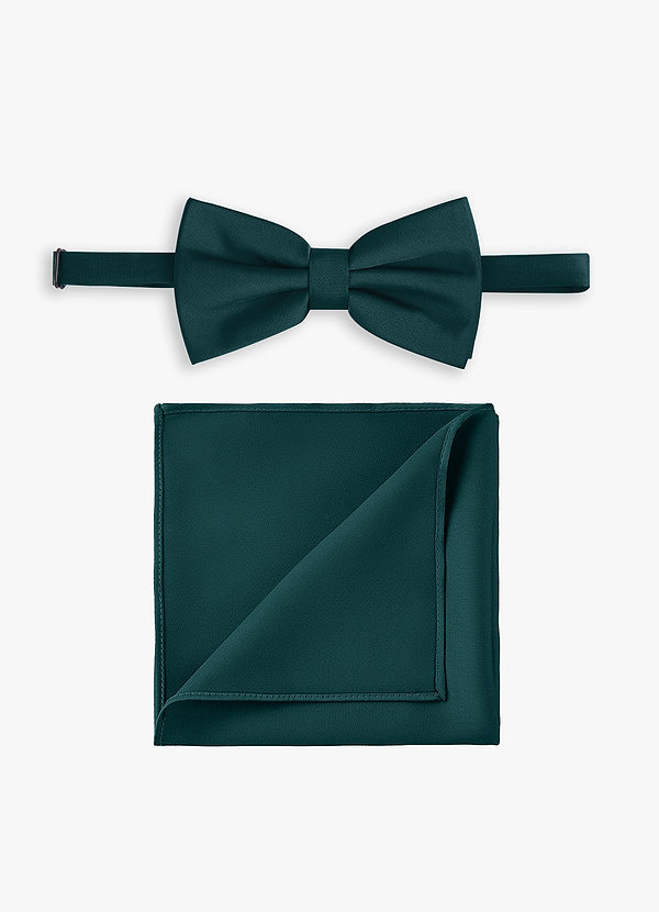 front Stretch Satin Bow Tie and Pocket Square Set