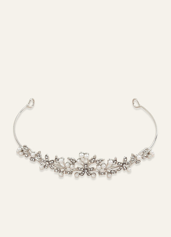 front Floral Pearl and Rhinestone Flower Girl Tiara