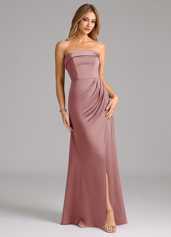Azazie Aretha Bridesmaid Dresses Dusty Rose A-Line Strapless Stretch Satin Convertible Dress image1