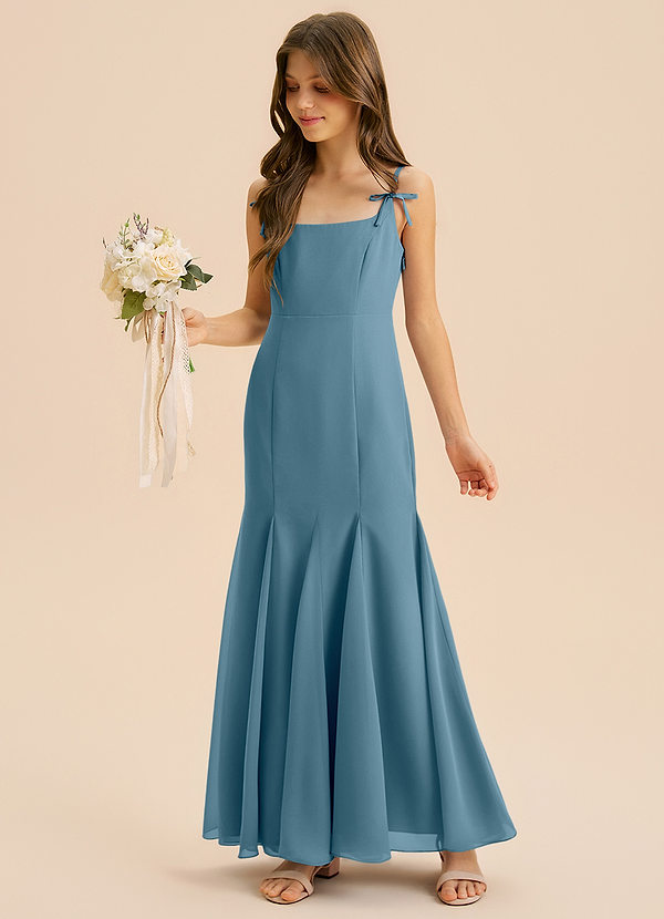 Azazie Evey Junior Abito Sirena in Chiffon Plissettato Bermuda image1