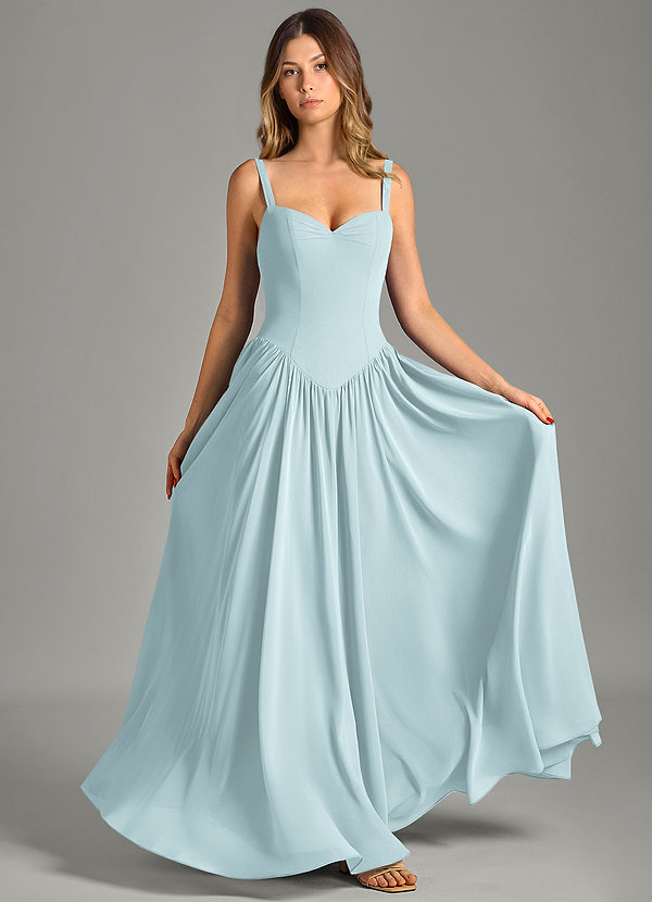 Azazie Evadina Suknie dla druhen Linia A Gorset Szyfon Do ziemi Sukienka image1