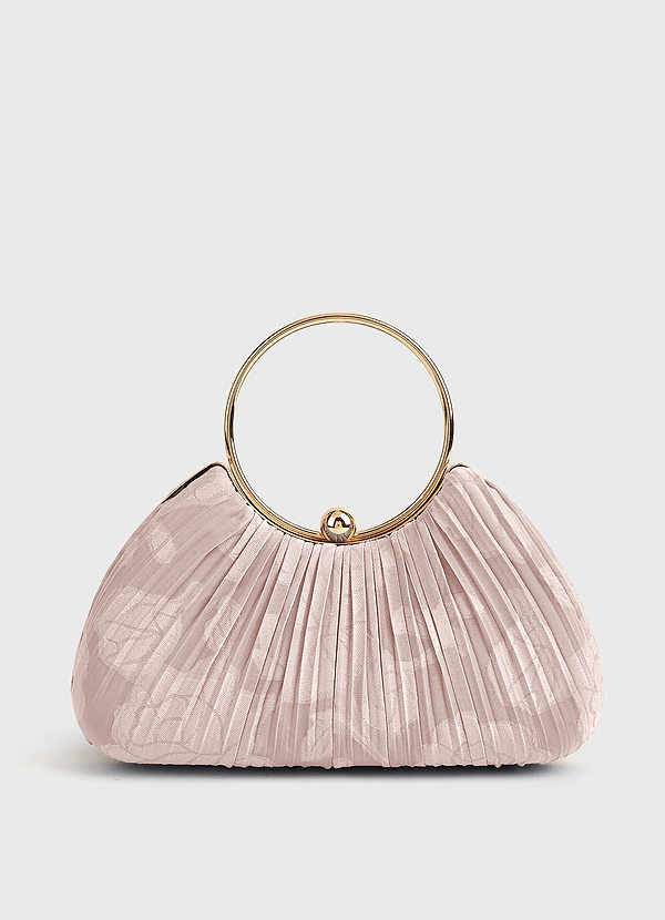 front Bolso de mano plisado con estampado floral a juego
