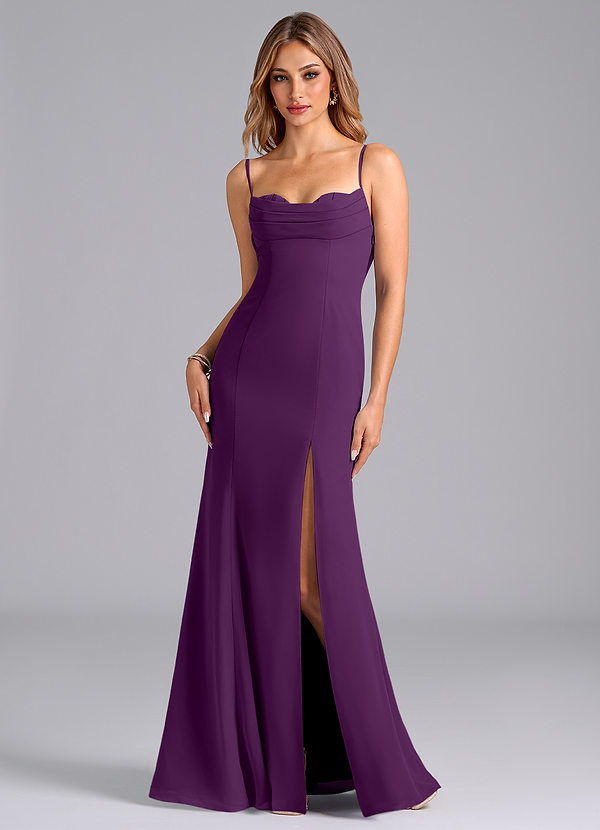 Azazie Wynni Bridesmaid Dresses Grape Mermaid Corset Chiffon Dress image1