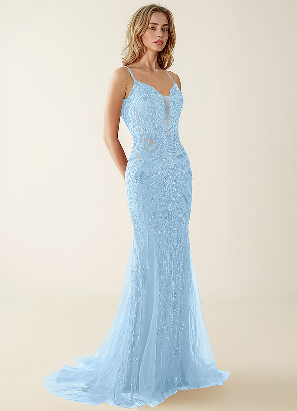 Lennonsen Light Blue Beading Sequin Embroidery Tulle Prom Dress image1