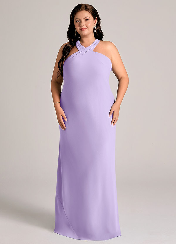 Azazie Doretta Bruidsmeisjes Jurken Jurk van Chiffon met Zeemeermin Geplooid Lila image1