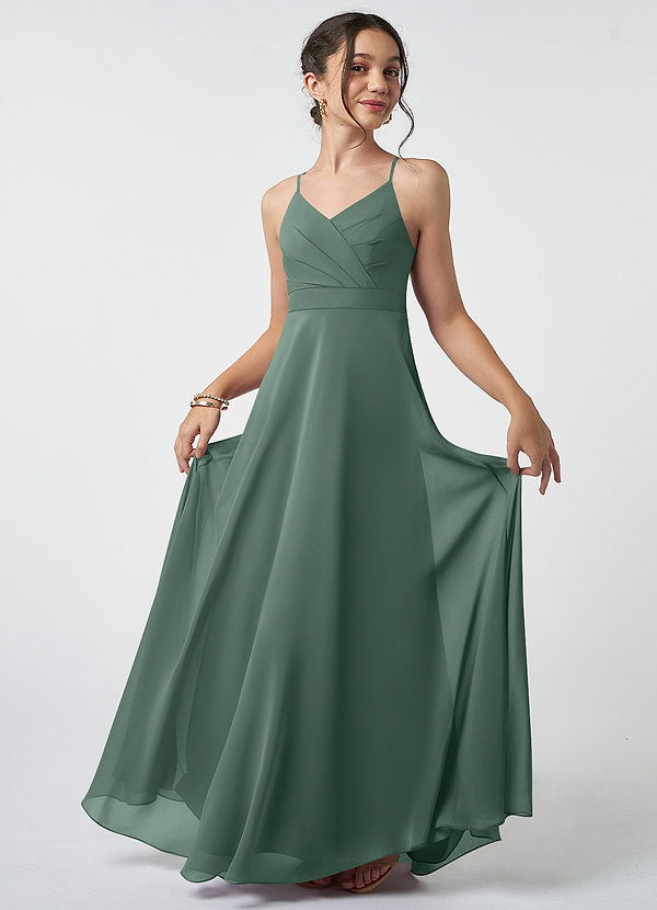Azazie Avelina Junior A-Linie Plissee Chiffon Kleid Seemoos image1