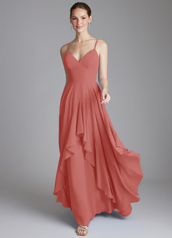 Azazie Zaina Bridesmaid Dresses Antique Rose A-Line Chiffon Dress image1