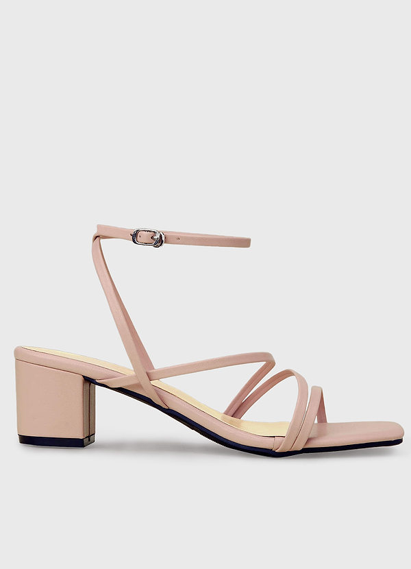 front Strips Ankle Wrap Medium Heel Sandals