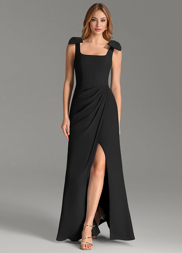 Azazie Adalynn Bridesmaid Dresses Black Mermaid Pleated Chiffon Dress image1