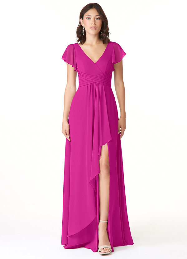 Azazie Omari Bridesmaid Dresses Fuchsia A-Line Chiffon Dress image1