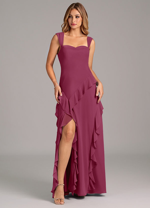 Azazie Sloane Bridesmaid Dresses Mulberry A-Line Sweetheart Neckline Chiffon Dress image1